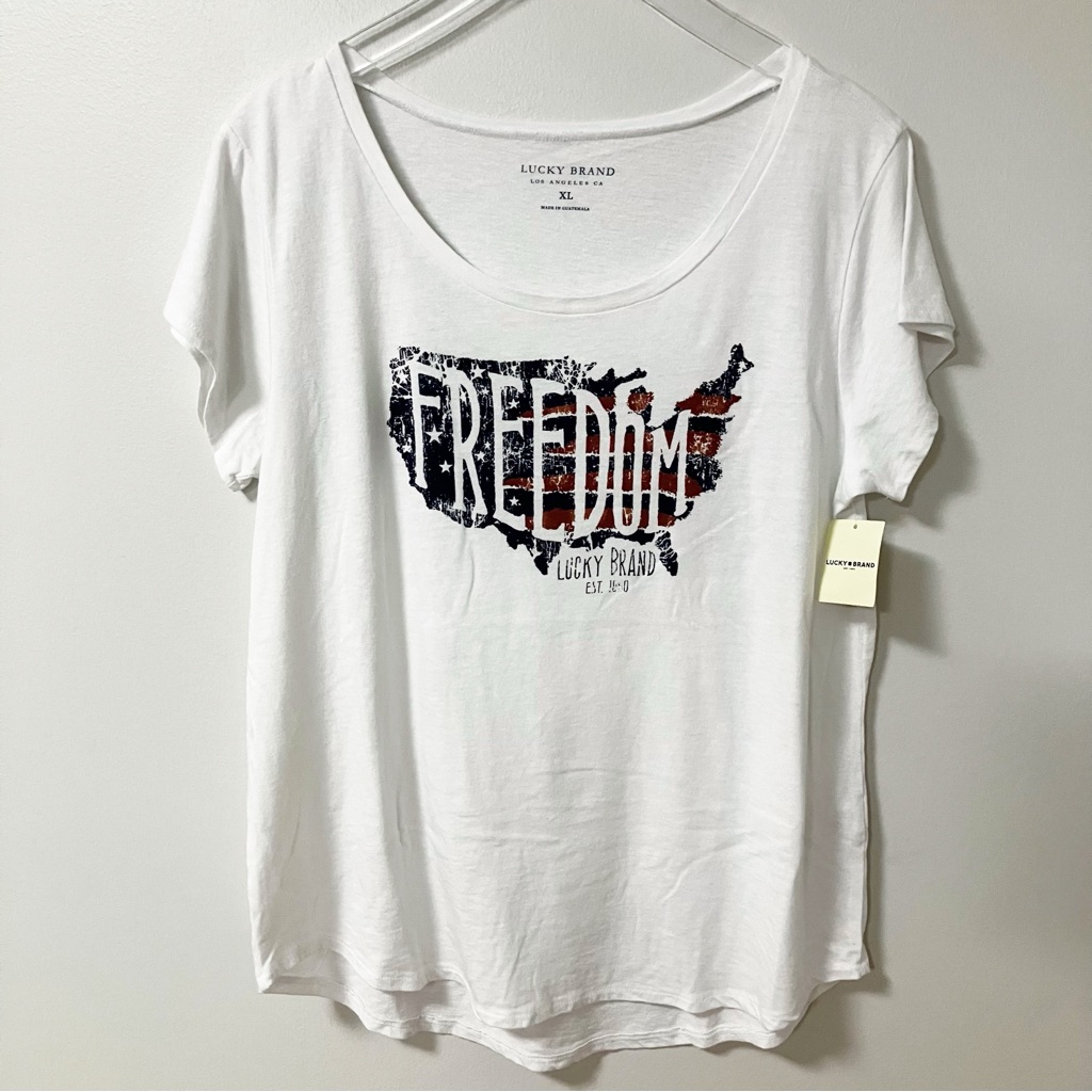 Lucky Brand  White Freedom Tee Xl